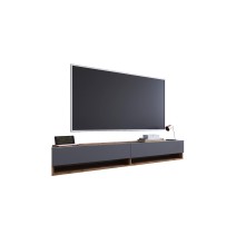 Mueble de TV de Pared Moderno Antracita-Roble - 180x31,5x29,5 cm - 2 Cajones y Estantes.