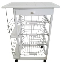 Carro Verdulero de Cocina con Botellero Lateral Blanco Oporto 57x37x82